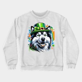 Yakutian Laika Celebrates St Patrick's Day with Style Crewneck Sweatshirt